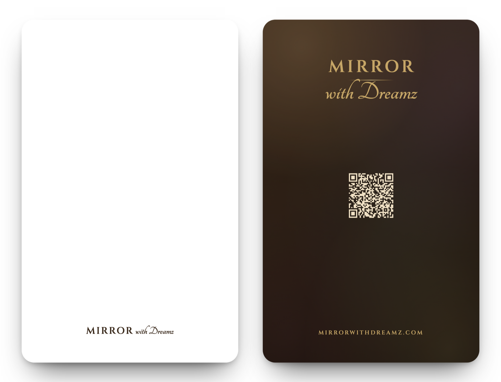 Mirror With Dreamz card — mirror side and design side
